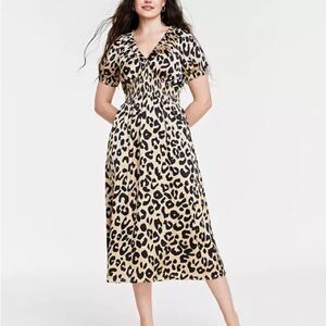 On 34th Leopard-Print V-Neck Midi Dress NWOT
